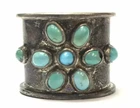 Vintage 925 Sterling Silver Wide Band Tarnished Western Tribal Style Sz 7.75