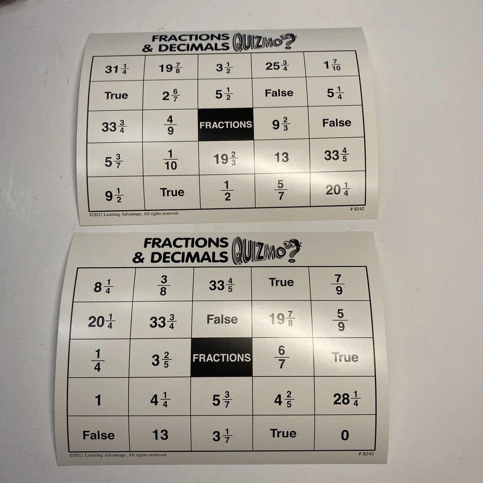 QUIZMO FRACTIONS & DECIMALS #1 Educational Bingo Series Game-Math-Homeschool - Image 2 of 4
