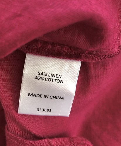 Sussan Shirtdress Size 14 Linen Cotton Magenta Balloon Sleeve Elastic Waist - Picture 8 of 8