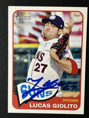 2014 Topps Heritage Minors #6 Lucas Giolito RC handsigniertes Autogramm - Bild 1 von 2
