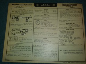 1950 PACKARD 8CYL TUNE-UP & WIRING DIAGRAM CHART / VINTAGE CUSTOM EIGHT