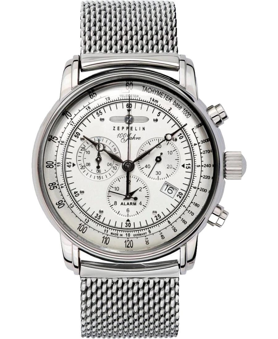 Caja de acero inoxidable Banda de Plata Zeppelin Relojes de pulsera