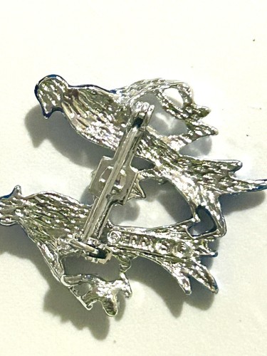 Broche Vintage Gerry's Blue Love Bird Tono Plateado Firmado - Imagen 6 de 9