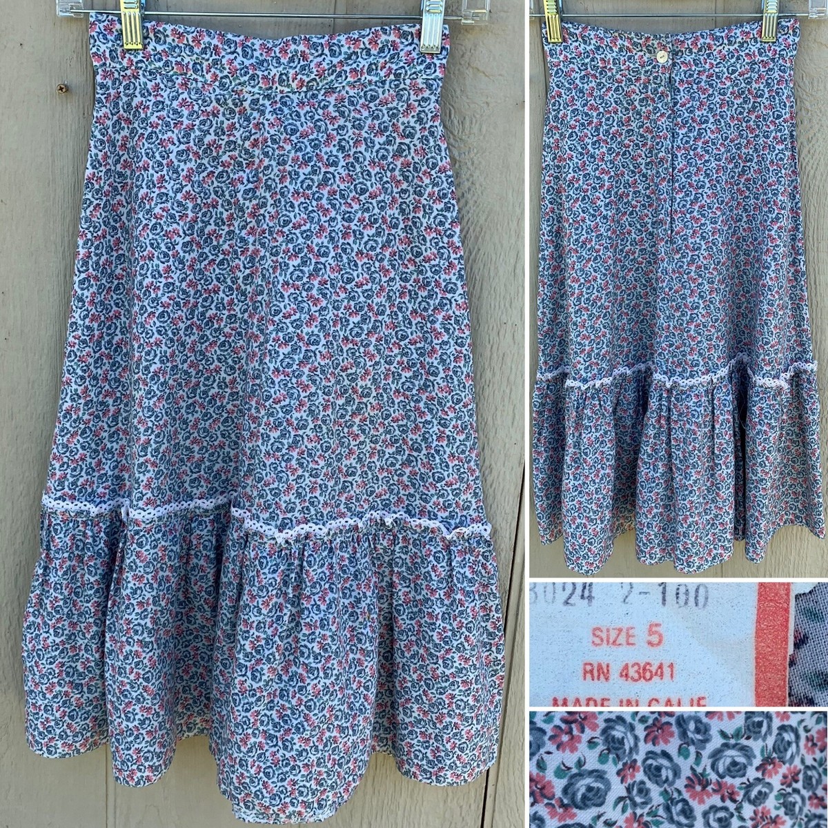 にゃあ vintage prairie skirt size 5 (23 1/2” waist) RN 43641 made in