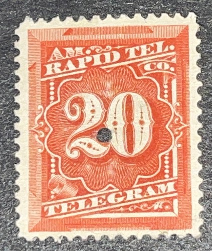 Travelstamps: 1881 Scott 1T6 US Revenue Stamp 20c American Rapid Telegraph Co - Picture 2 of 5