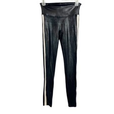 Spanx Faux Leather Tuxedo Stripe Skinny Fit Leggings - Size Small
