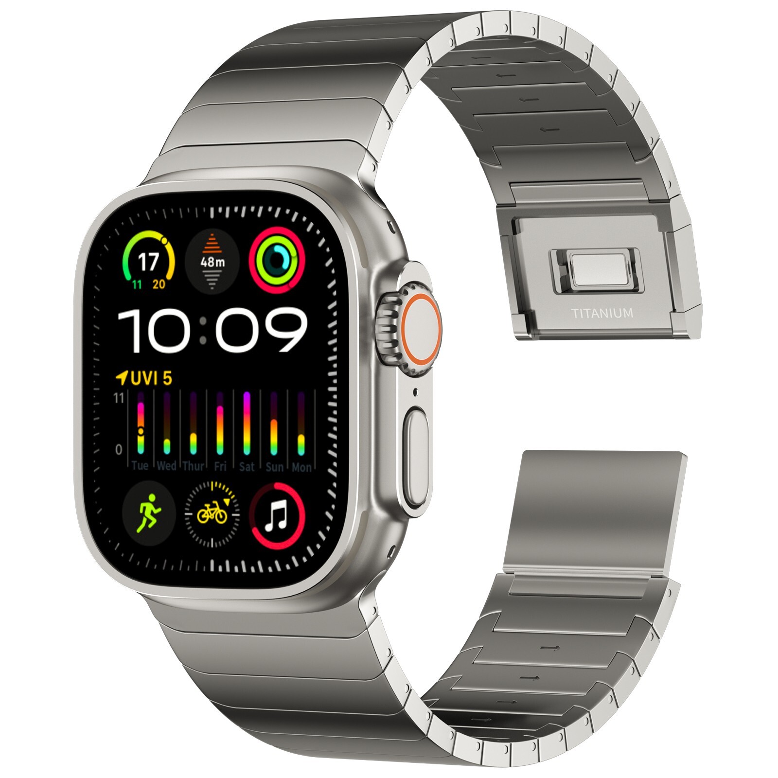24mm Wide Full Titanium Watch Band with Magnetic Clasp for Apple Watch Titanium