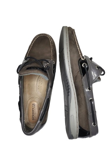 Sperry Boat Shoes Women Sz 8.5W Top Sider Gray Angelfish Suede Preppy Nautical - Picture 5 of 7