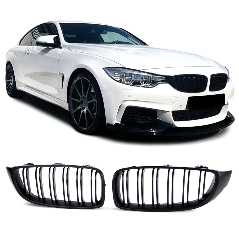 Calandre Noir Brillant Style M4 à Double Barre en ABS Robuste pour BMW F32 F33 F36 F82