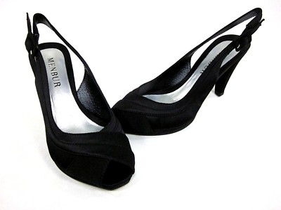 MENBUR WOMEN'S MEGERA PLATFORM SLINGBACK, BLACK, 36 B EU/5.5 M US, NEW W/O BOX