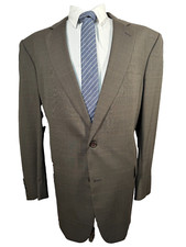 JOS. A. BANK Mens Brown GLEN PLAID CHECK Wool Suit Sport Coat Blazer Jacket 46L