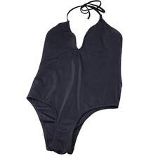 Victoria's Secret Size Small S Solid Black Halter Neck One Piece Swimsuit