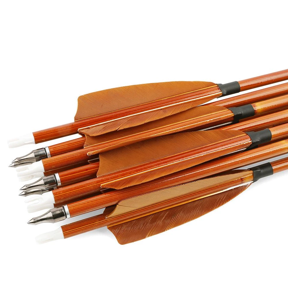 31" Carbon Arrows 4" Turkey Feather SP500 Archery Recurve Compound Bow Hunting - Image 2 of 4