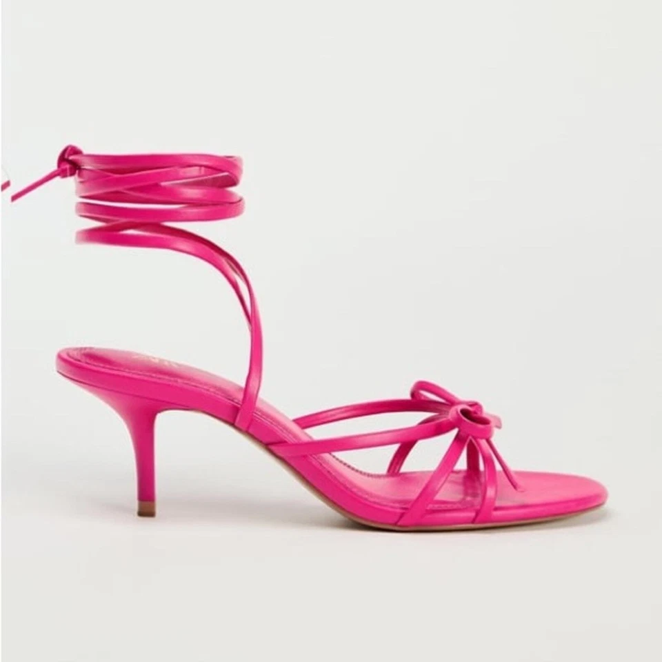 БОСОНОЖКИ ZARA НА КАБЛУКЕ С ЗАВЯЗКАМИ - Изображение 3 из 3