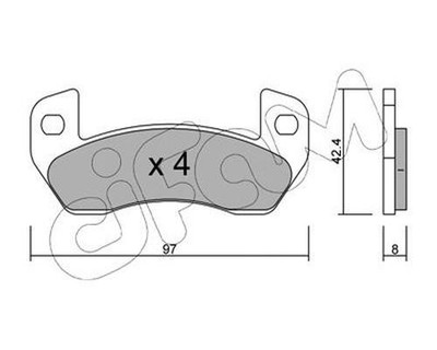 Jeu De 4 Plaquettes De Frein Arrière Pour Ligier Nova Diesel 2002 - ABS, Référence 37341