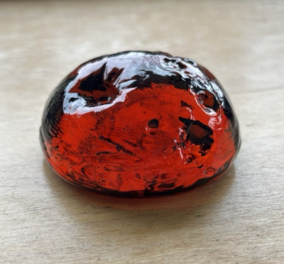 Blenko Glass Moon Paperweight - Topaz