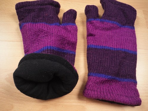 Fleece Lined Knitted Wool Wrist Warmers Unisex Boho Hippie Fingerless Gloves - Picture 98 of 141
