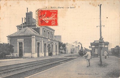 ARPAJON essonne CPA 91 Jolie carte toilée couleur de la GARE en vue