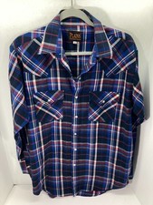 Plains Western Wear Pearl Snap Shirt Mens Size M Multicolor Plaid Cowboy