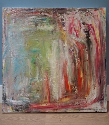 Schönes großes abstraktes expressionistisches Ölgemälde tiefer Rand Leinwand 30'' x 30''