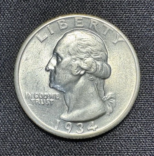 1934 Washington Quarter Dollar 25C AU-UNC 90% Silver Heavy Motto 👖BSPC🪙