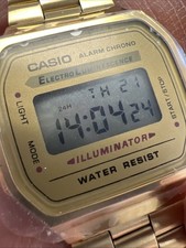 Casio Unisex Gold Digital Watch with Champagne Dial - A-168WG-9WDF