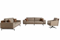 Wohnzimmer-Set 3-Sitzer Sofa-Sessel Beige Farbe Moderner Stil Neu