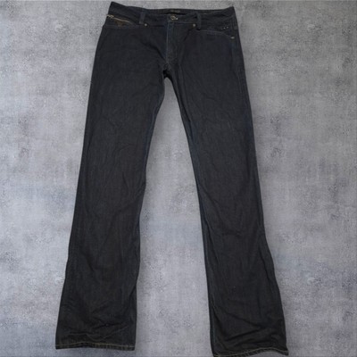 Guess LA Denim Jeans Mens Size 33 Kurt Narrow Mid Rise Stud Decal Zip Dark Blue 