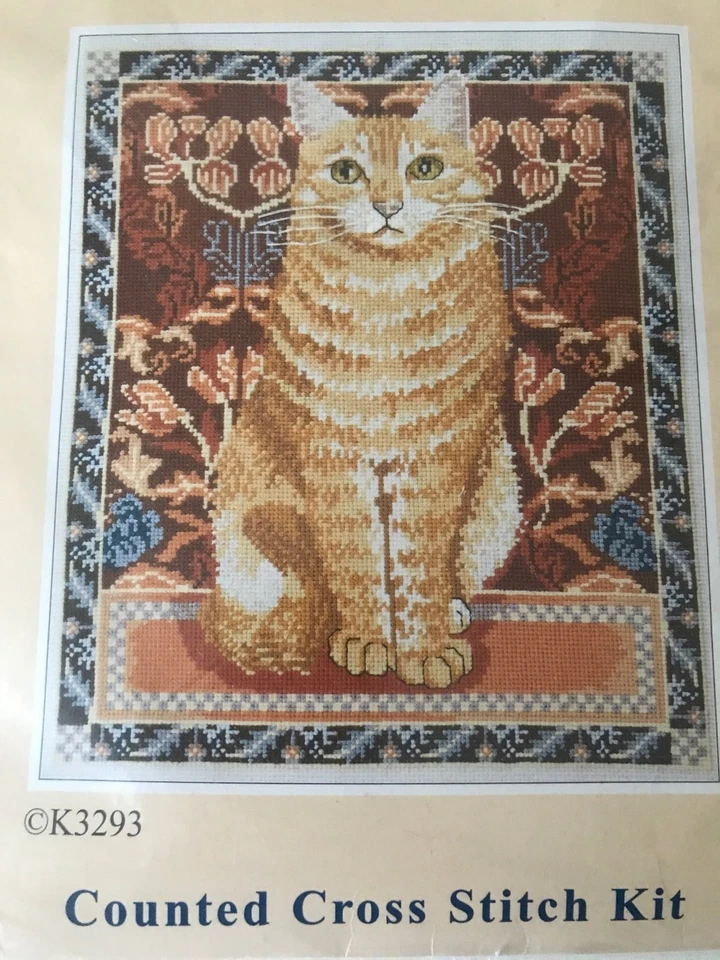 Lesley Anne Ivory Cats Ginger Counted Cross Stitch 9" x 11" Vintage 1998 - Image 2 of 4