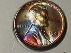 1948-P @   Rainbow"   colored old Lincoln Penny.!!