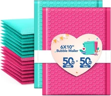 100x Poly Bubble Mailers Padded Envelope Mailing Bags  50 Pink & 50 Teal