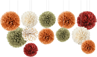 12 StüCk Seidenpapier Pompons FüR Herbst Party Deko, KüRbis-Orange Herbst Hochze