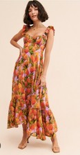 Farm Rio Anthropologie Mango Macaws Maxi Dress XS