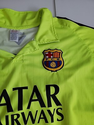 ま*ー様 FC Barcelona DRI-FIT Qatar Airways Barcelona FC Messi Qatar Airways Dri-Fit Neon Yellow Jersey Polo