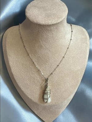Handcrafted Wire-Wrapped White Stone Pendant Necklace