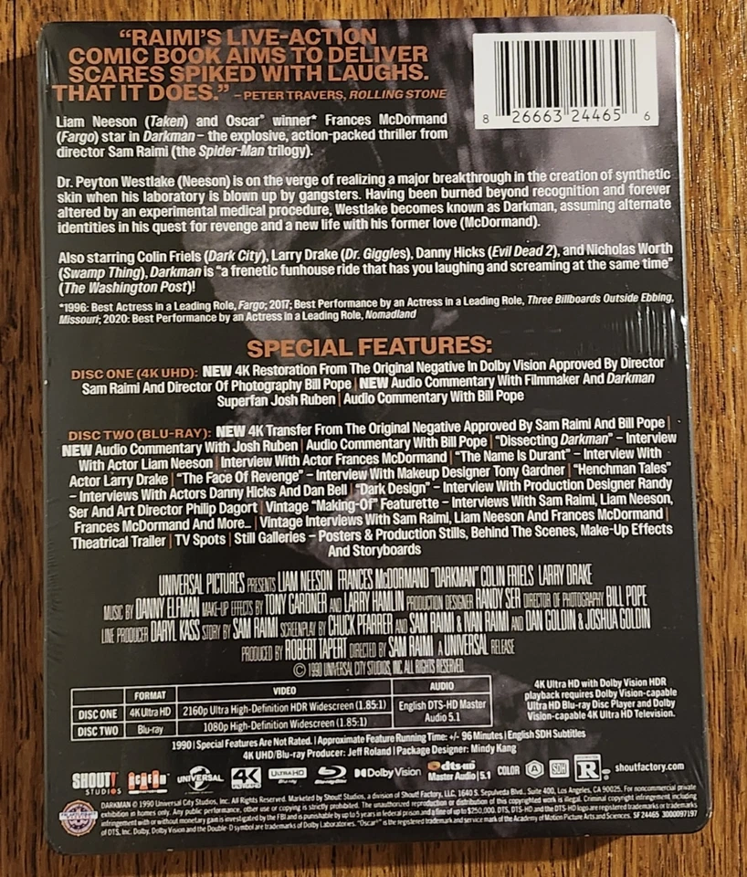 DARKMAN - 4K UHD+ Blu Ray- Usa release- New - Image 2 of 4