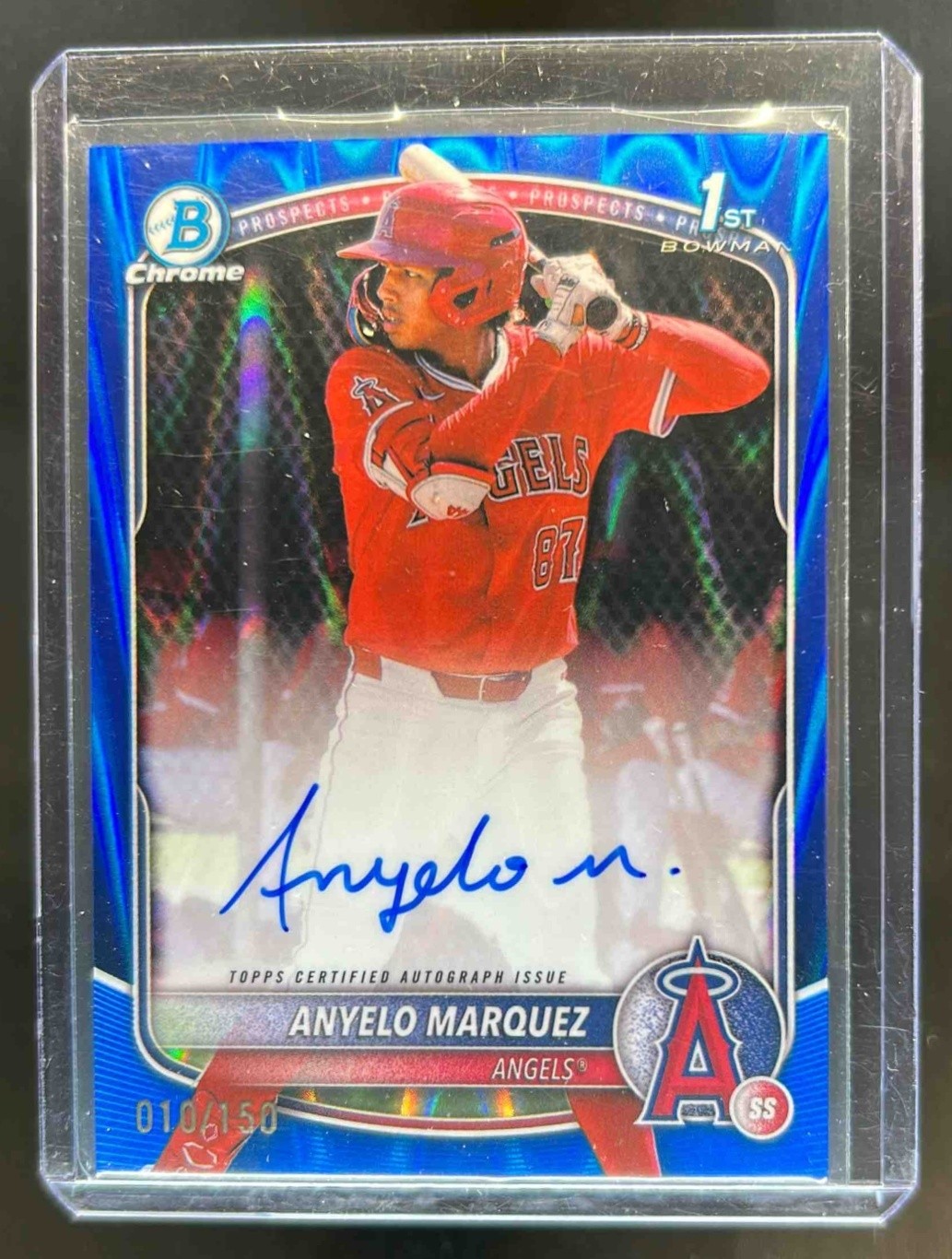 2025 Bowman Chrome Anyelo Marquez Auto Blue RayWave Refractor 1st #10/150