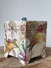 Pier 1 Imports Cardboard Hummingbirds / Flowers Trinket Box W/ Lid & Glass Bead