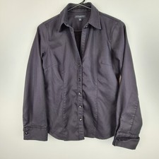 Banana Republic Navy Blue S Fitted Button Down Long Sleeve Collar Shirt Blouse