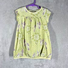 Tea Collection Lotus Flower Bubble Hem Green Dress Size 3 Colorful Casual Fun