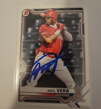 Arol Vera Signed 2021 Bowman Draft Baseball Card Los Angeles Angels #BD181