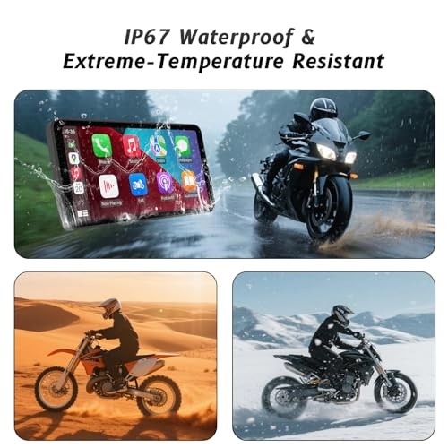 6-Inch Motorcycle Smart Display – Wireless CarPlay & Android Auto | Bluetooth 