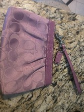 Coach Signature Purple Zip Wristlet Pouch Clutch vintage yk2