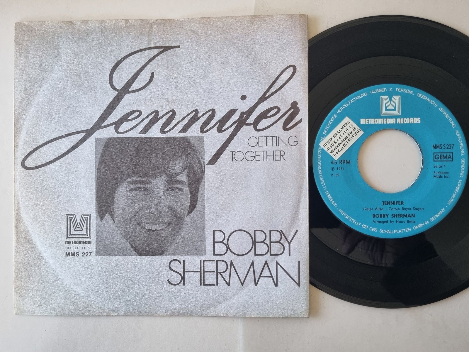 Bobby Sherman - Jennifer 7'' Vinyl Germany