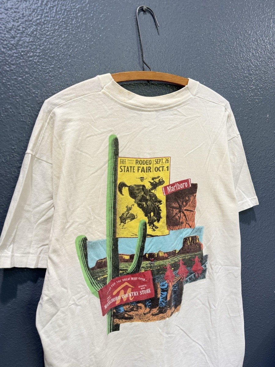 Vintage 90's Marlboro Unlimited Collage White Cotton Pocket Tee