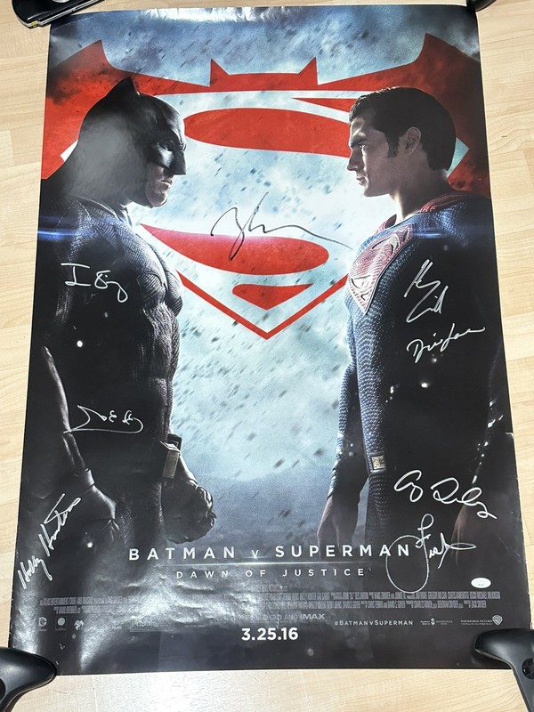 Batman v Superman Signed 40x27 Poster JSA - auto x8 Henry Cavill, Gal Gadot, etc