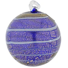 GlassOfVenice Murano Glass Galaxy Ball Christmas Ornament - Blue Gold