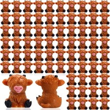 100 Pcs Mini Highland Cow Figurines Bulk Mini Cow Figurines Cake Decorations ...