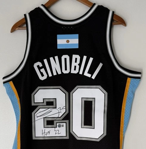 Manu Ginobili "HOF '22" Signed Spurs Mitchell & Ness NBA Finals Champ Jersey BAS