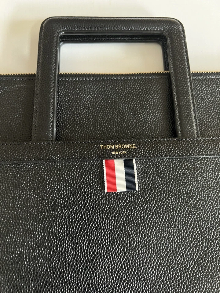 Thom Browne Nuevo Maletín de Cuero Portafolio Bolsa de Documentos de Negocios Estuche Foto 2 de 4
